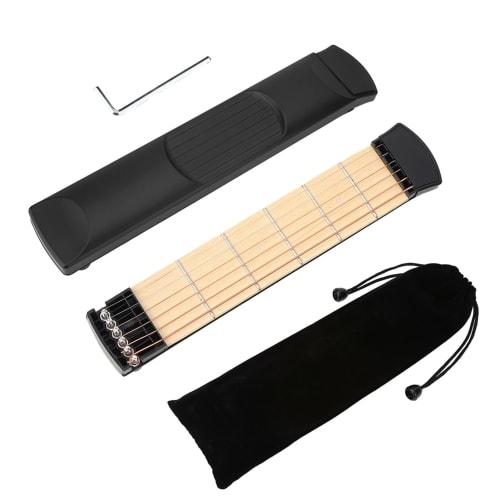 6-String Pocket Guitar Left-Handed - Compact Practice Guitar, Lightweight Design Perfect for Beginners, Traveling Musicians and Performers.