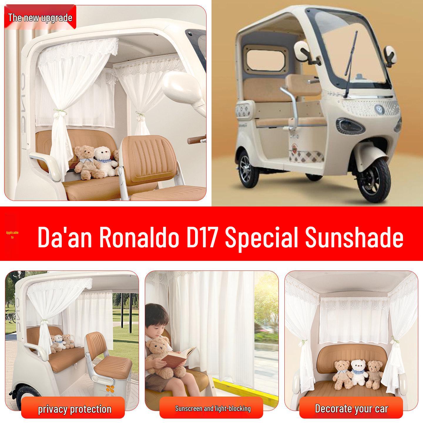 

Da an Ronaldo D17 Electric Tricycle Sunshade Curtains - Sun Protection & Light Blocking Accessories Light-shadow Wheat Rear Short Curtain 70x50cm