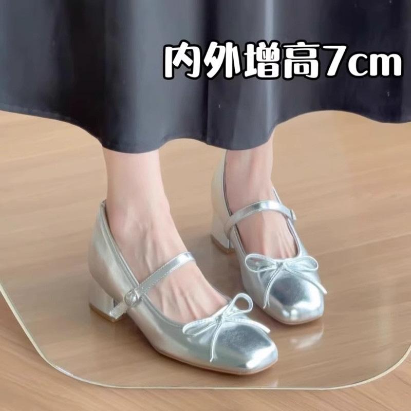 Fashion Hot Selling Square Heel Loafers Mid Heel Butterfly-knot Ladies Shoes 2025 Hot Sale Solid Square Toe Buckle Strap Women's Shoes