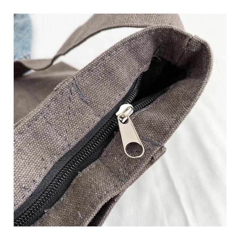 Canvas Bag Women Shoulder Crossbody Bag Letter Print Cloth Bag College Student Class Tutoring Artistic Minimalist Large Capacity