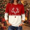 Women's Christmas Print Neck Long Sleeve Pullover Top