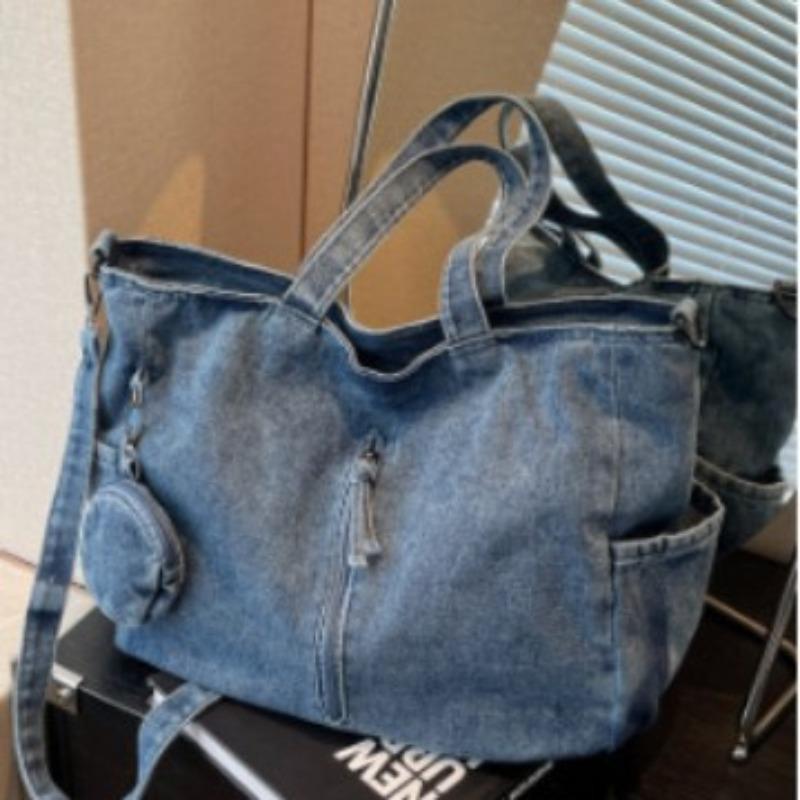 Fashion commuter portable large-capacity bag women's new denim shoulder bag messenger bag tote bag