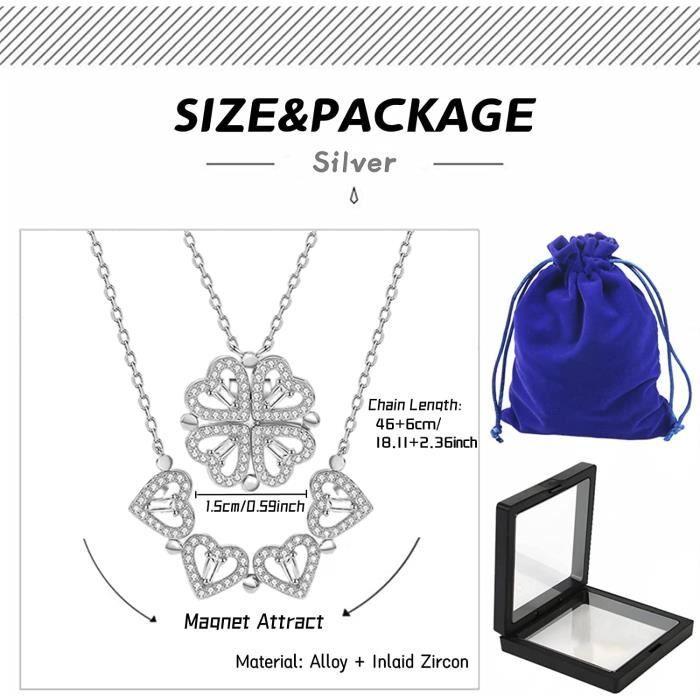 Women's Necklace Four-Leaf Clover Heart Detachable Magnetic Pendant Valentine's Day Birthday Gift With[u1338]