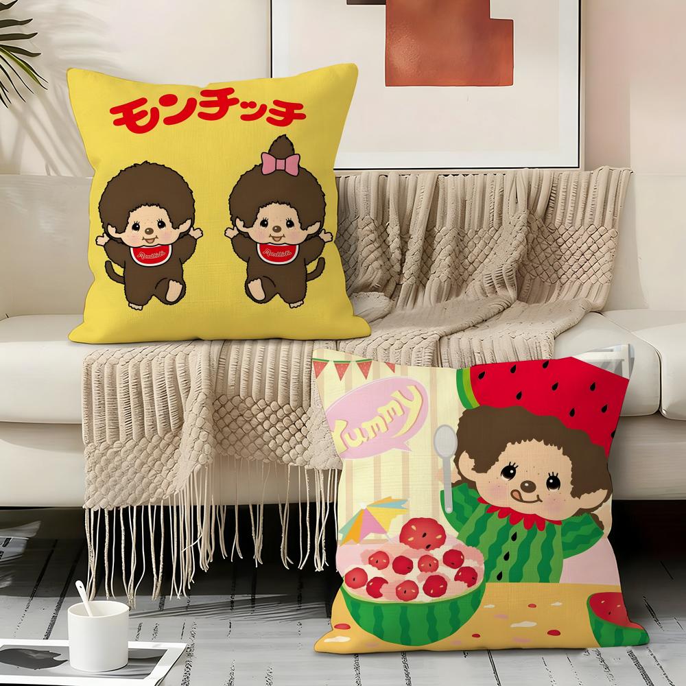 M-Monchhichi Cute Pillow Case Pillowcase, Double-Sided Printed, Sofa Cushion, Bedroom Headboard Pillow