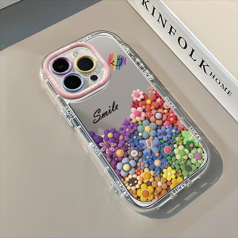 Regenbogen-Smiley für Handyhülle für IPhone17promax Spiegel für Apple 15 Rundumschutz Sturzsicher 14/13/16