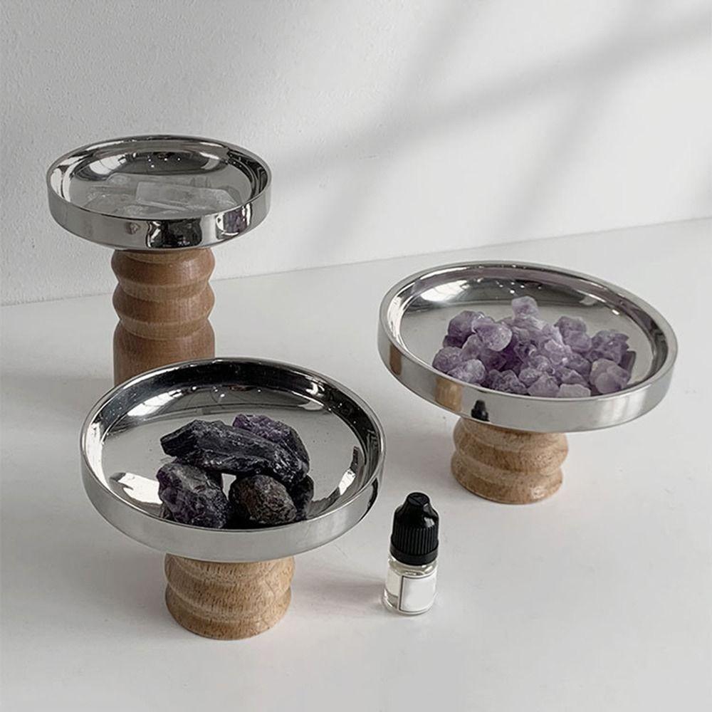 

Nordic Fruit Snacks Dessert Plate Solid Wood Base Desktop Storage Tray Entrance M