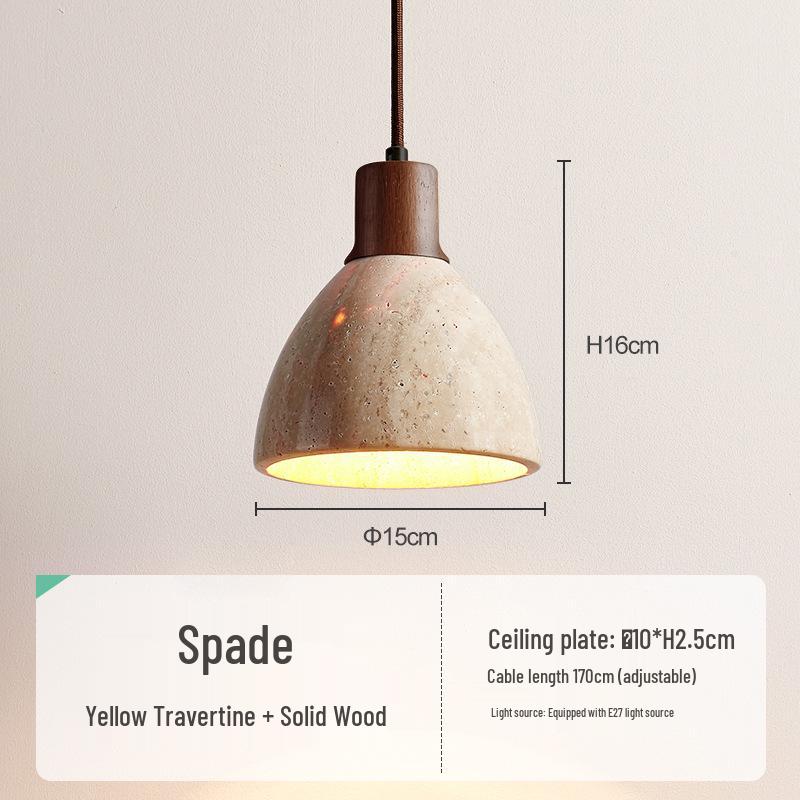 Yellow Travertine Pendant Light - Retro Cream Wabi-sabi Style for B&B, Restaurant, Bedroom, or Bedside.
