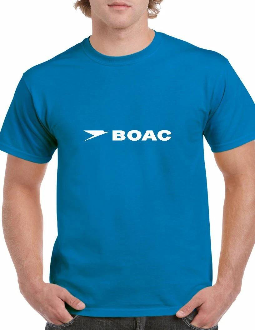 BOAC British Overseas Airways Company Airline Tee English Royal Blue T-Shirt 4XL