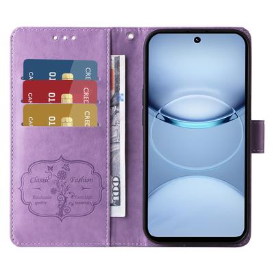 För TECNO Spark 30 5G/Pova 6 Neo 5G Läderfodral Fjäril Blommigt Tryck Plånbok Ställskydd