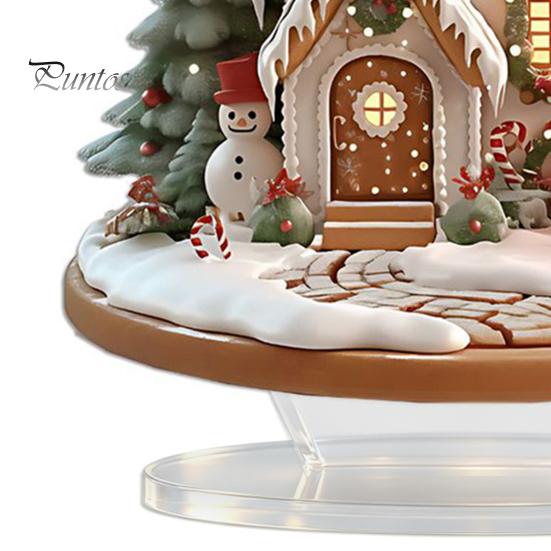 Christmas Decorations for Fireplace Acrylic Table Decor, Gingerbread House Tree Ornaments, Holiday Home Waterproof Desktop Living Room Bedroom Office