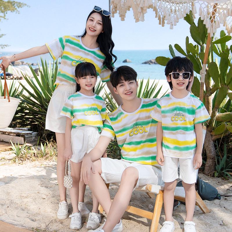 2025 Striped Korean-Style Parent-Child Casual Summer Outfits