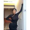 La Pinky Mandarin Collar Design Scheming Cut Out Long-Sleeved Doublet Sexy Temperament Silm T-Shirt Inner Wear