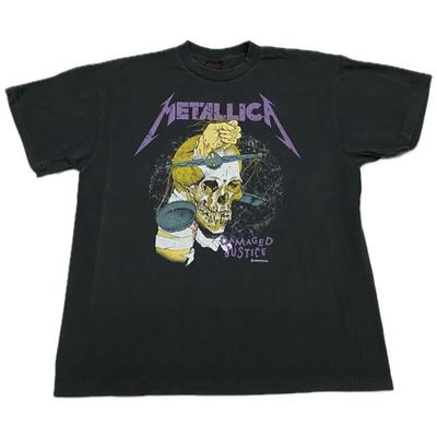 Maglietta da Tour Metallica Pushead Hammer Of Justice Vintage 1988 RIPRODUZIONE