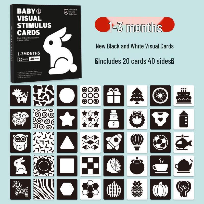 Infant Black & White Visual Flash Cards: Early Educational Cognitive Cards for 0-3 Months