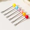 Umbrella Shaped Ceramic Fruit Bowl with Fork Stainless Steel Fork Large Capacity Creative Fruit Plate Reusable with 6 Forks