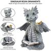 Reading Book Little Dragon Sculpture  Statues Resin Garden Dragon Cute Sculptures Art Ornament Gift for Lawn Patio Decor
