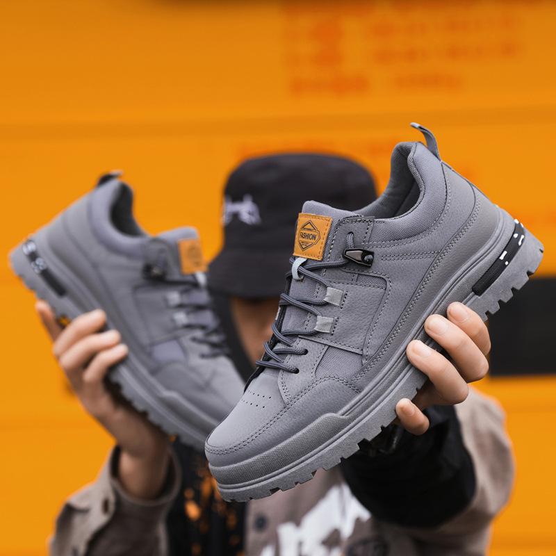 Fashion Men's Sneakers High Top 2024 New Autumn/winter Trendy Workwear Casual Shoes Thick Soled Lace Up Anti Slip Comfort Shoes