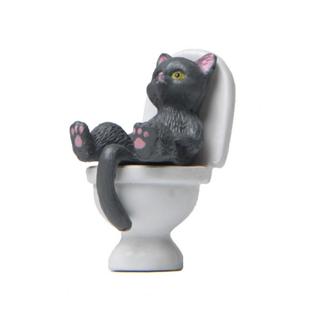 Cat Figurine Funny PVC Inspired Hand-crafted Toilet Series Cat Sculpture   Cat Statue  Party Supplies