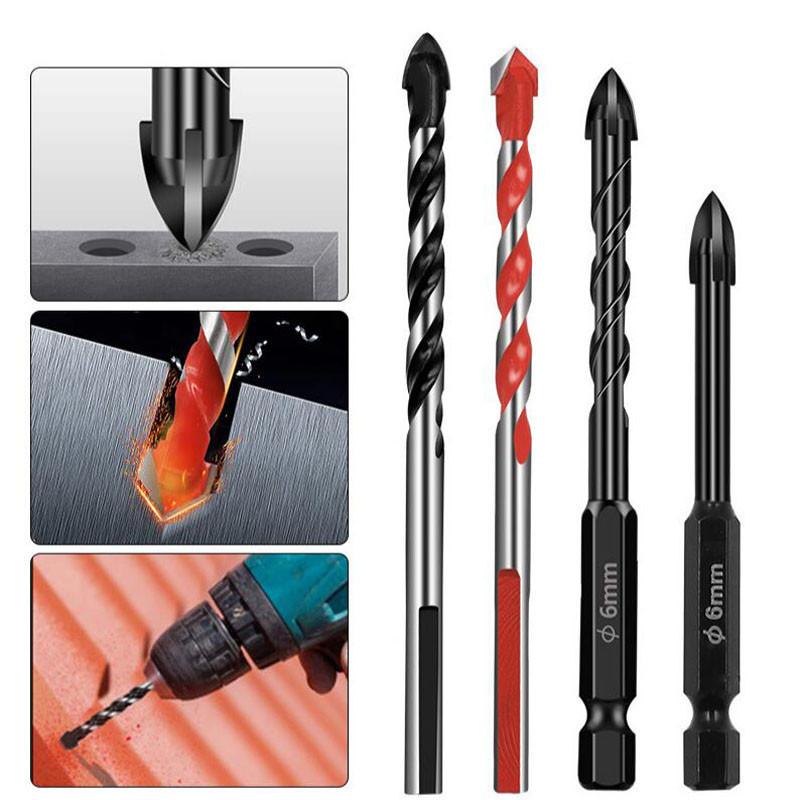 Cross Hexagonal Ceramic Tile Drill Bit Set, Hard Alloy, Glass, Ceramic, Concrete, Hole Opener, Brick Tool Kit