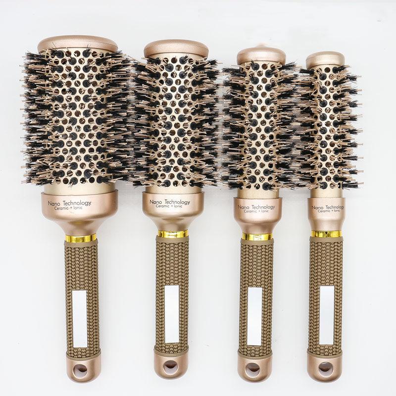 

Серия круглых керамических и алюминиевых трубчатых расчесок из щетины кабана No. 32 золотой