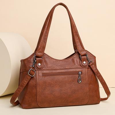 Kadın Çantası Yumuşak Deri Büyük Kapasiteli Tote Çanta Orta Yaşlı Anne Omuz Crossbody Çanta