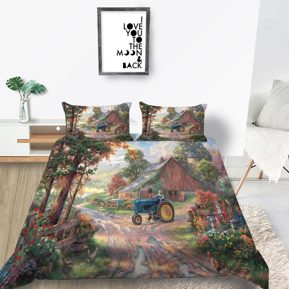 3D Industrial Style Bedding Set Car Printed Duvet Cover 2/3 Pieces AU180 * 210 Full Size Boy Room Soft Machine Washable Home Decoration
