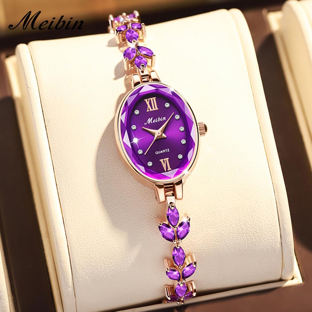 Crystal Bracelet Quartz Simple Perfect Small Bangle Purple Women's Watch, Cute, Stylish, Waterproof, Movement, Design, High-Quality, Gift, Watch,