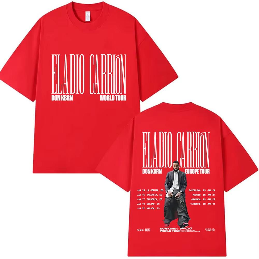 ELADIO CARRIÓN DON KBRN WORLD TOUR 2026 Magliette Merch Uomo Moda Musica Pop Maglietta Oversize in Cotone Abbigliamento Hip Hop Maglietta