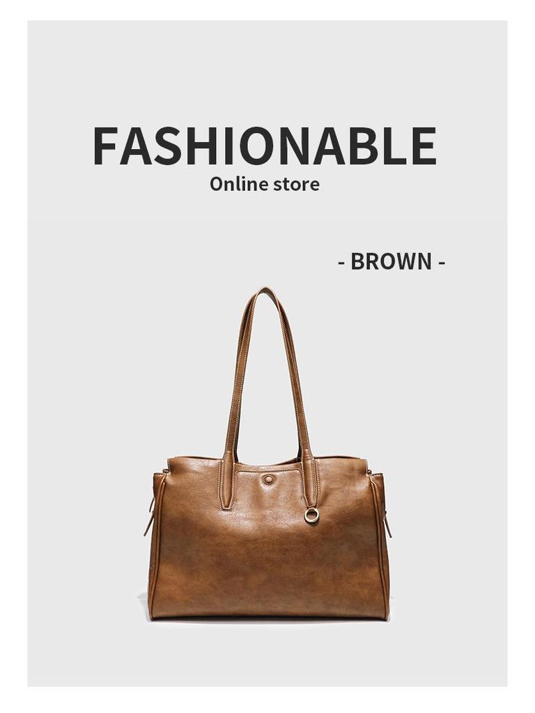 2025 Autumn/Winter High-End Retro Single Shoulder Tote - Large Capacity Commuter Handbag for Women