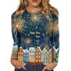Women's Casual Fashion Sexy Comfortable Christmas Printed Round Neck Long Sleeve Top