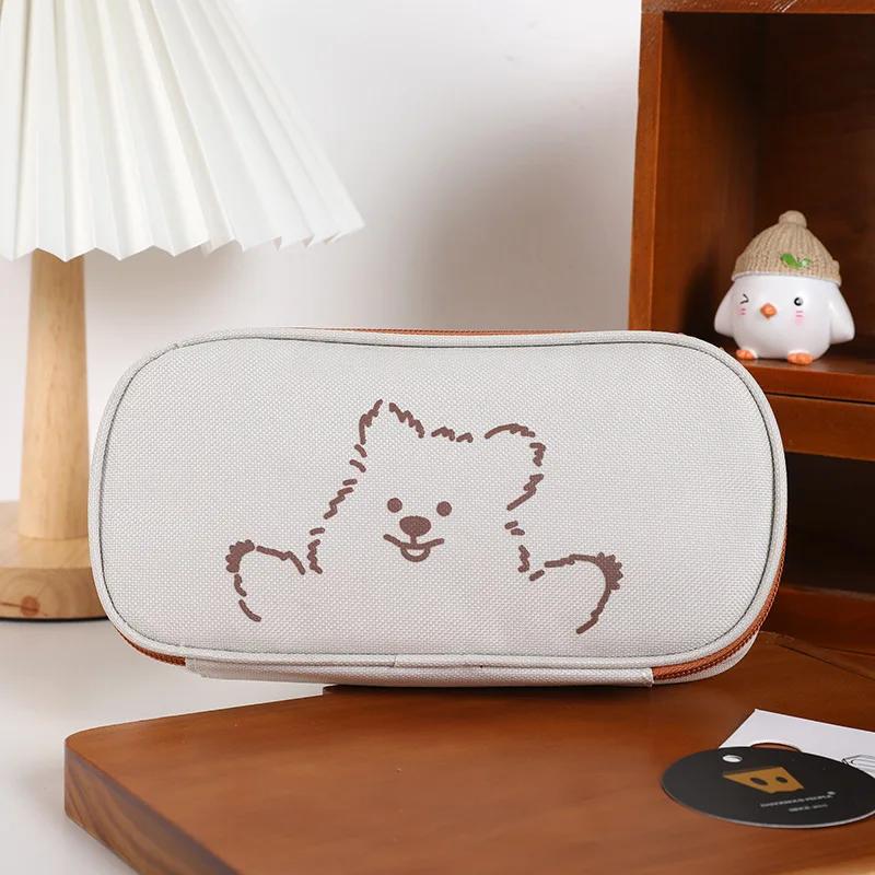Large Capacity Pencil Bag Simple Creative In-Day Canvas Stationery Bag Girl Primary School Pencil Case Boy Pencil Case