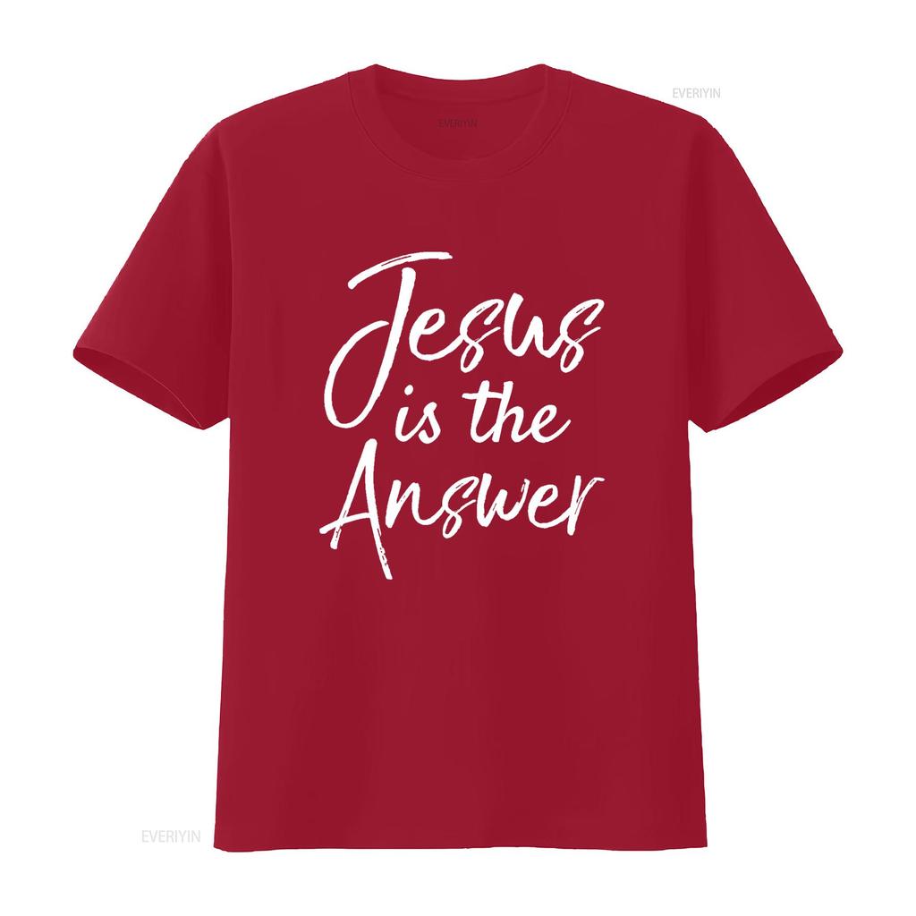 Christian Quote for Women Cute Jesus Is the Answer T Shirt Black X Large Vintage Washed Streetwear Comfortable