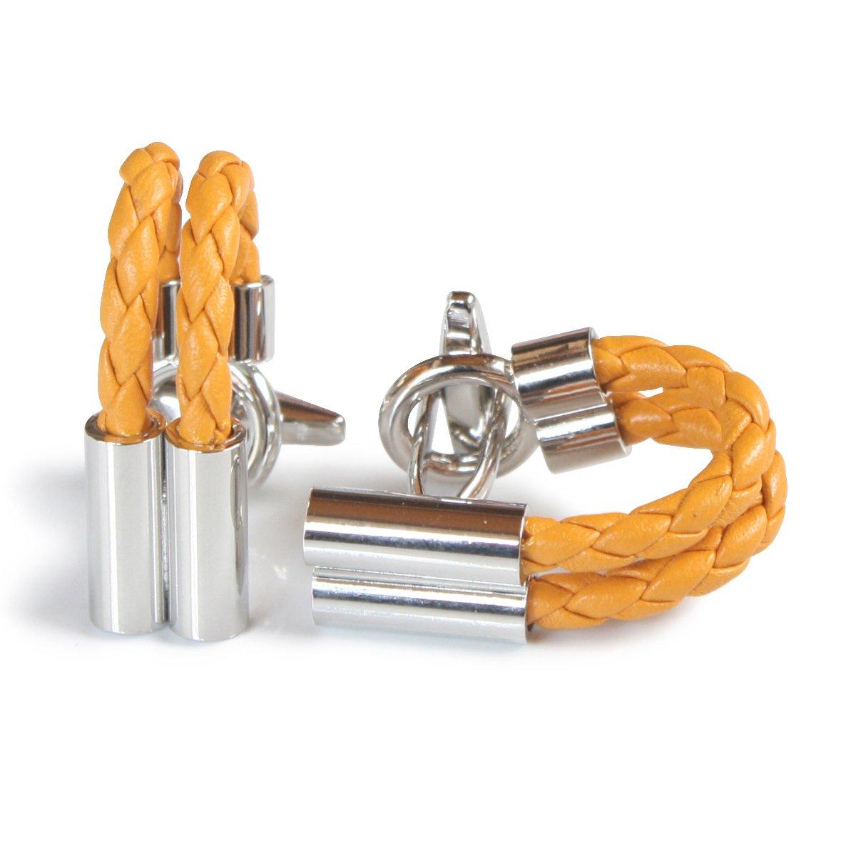 

Kamakura Cufflinks Workshop Camel Leather Braided Cufflinks bc022-a-7