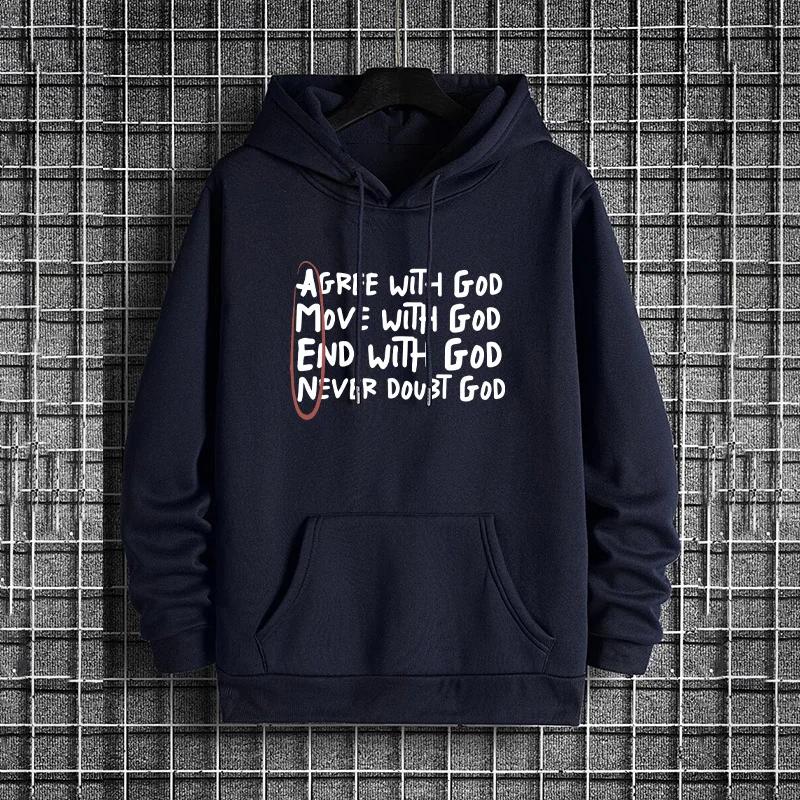 Fashion Streetwear Top Male Outdoor Essentials God Amen Print Men Hoodies Casual Sporty Sweatshirt Winter Warm Hooded Pullover