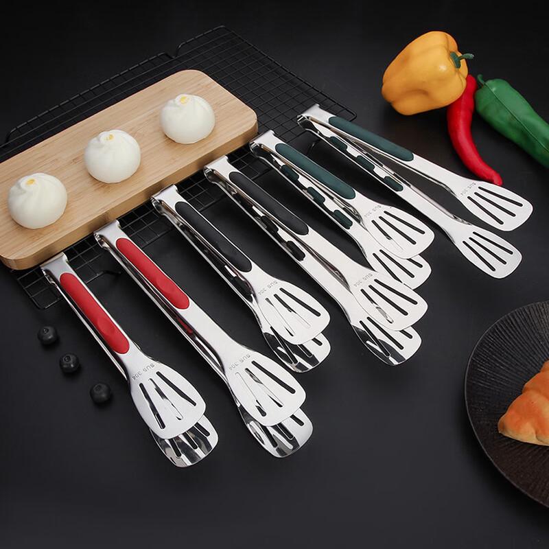 RuHan Silicone Handle BBQ Food Tongs