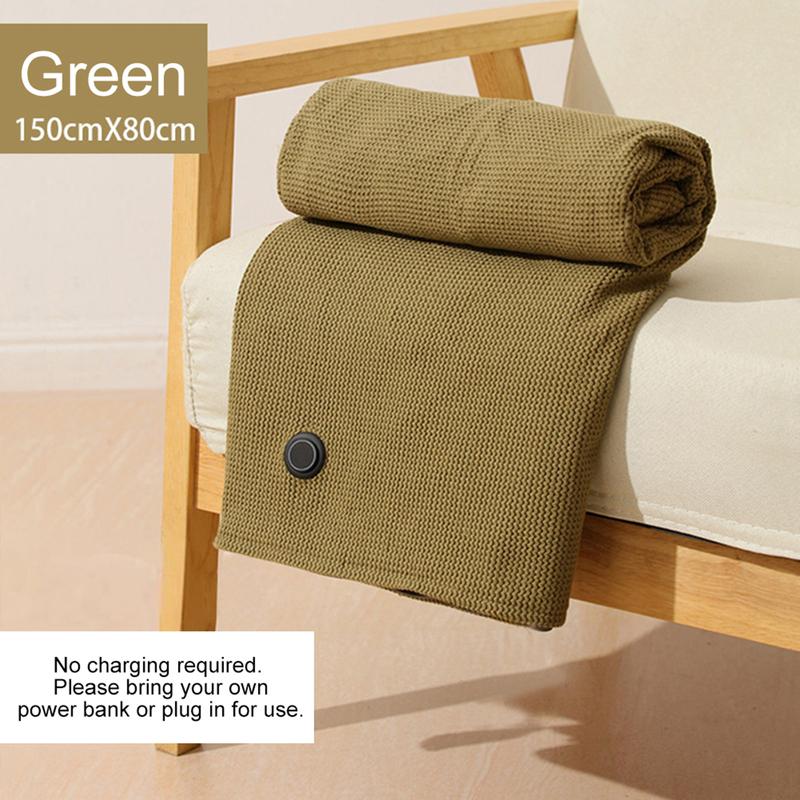 Corded Heated Blanket USB Powered Soft Zipper Shawl Wrap 3 Temperature Adjustment Warm Heating Scarf for Indoor Outdoor