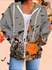 Halloween 3D Printed Hooded Cardigan Plus Size Autumn Winter Retro
