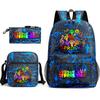 Rhythm Box Cartoon Large Capacity Starry Sky Student School Bag Sprunki Youth Backpack Three-piece Set D