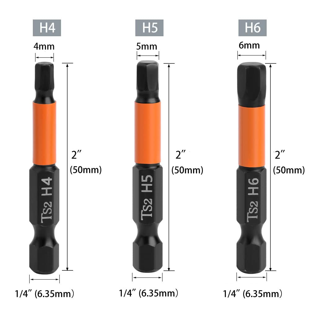 7-teiliges 50mm Schraubendreher-Bit-Set 1,5mm 2mm 2,5mm 3mm 4mm 5mm 6mm Sechskantkopf Inbusschlüssel Bohrer-Bit-Set