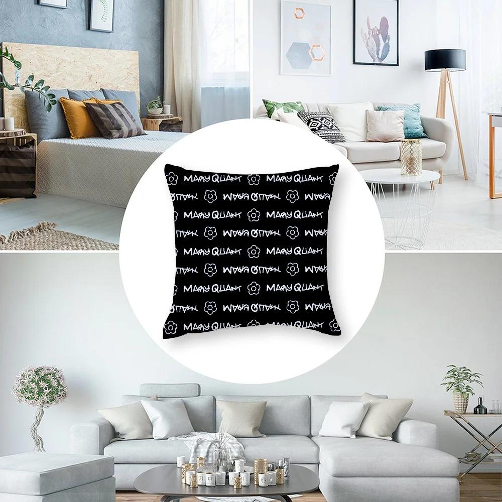 Fashion M-Mary-Q-Quant Pillow Case Plush Fabric Soft Double Sided Print Sofa Cushion Cover Throw Pillow Covers