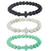 Hot-Selling European & American Volcanic Stone Cross Couple Yoga Bracelet