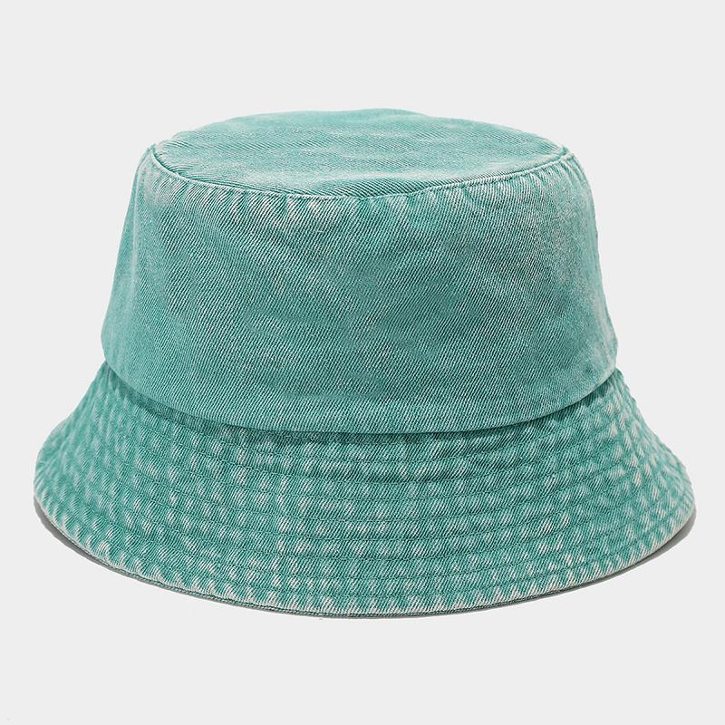 New Unisex Custom Logo Solid Washed Denim Fisherman Hat Retro Men Cotton Bucket Hats Outdoor Women Casual Wide Brim Panama Cap