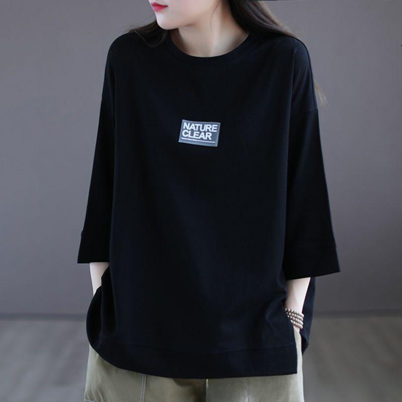 Fashion Three-quarter Sleeve Purple T-shirt Women's Short-sleeved Bottoming Shirt Casual Loose Plus Size Women's Spring and Summer Tops