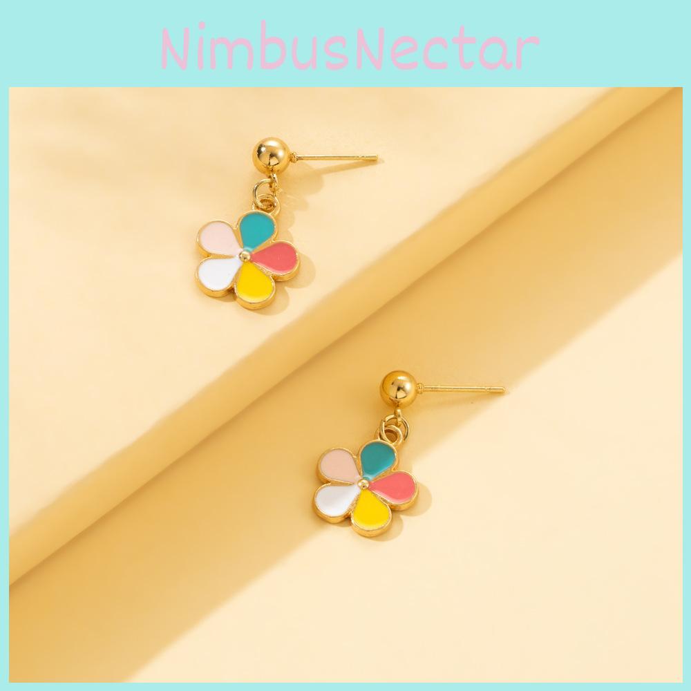 Chic Colorful Flower Earrings Exquisite Plated Alloy Women's Accessories