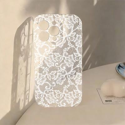 White Trendy Lace Vine Print Transparent Phone Case For Xiaomi Redmi Note 13 Pro Redmi13 13C 4G 5G Note13Pro Plus 12 11 10 Case