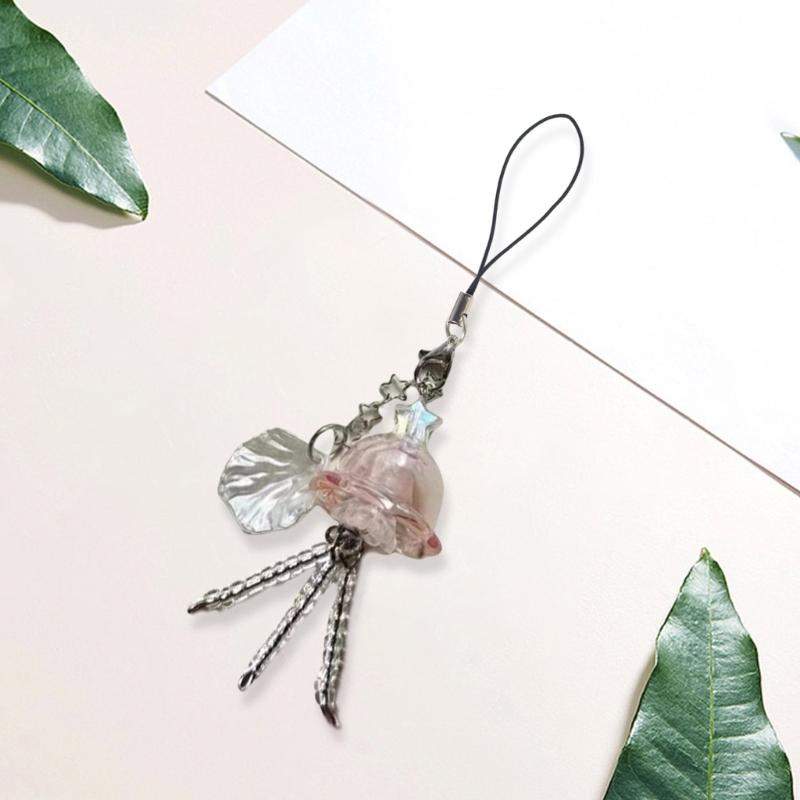 Handmade Jellyfish Pendant Unique Key Adornment Delicate Hanging Decors Stylish Jellyfish Phone Charm for Any Occasion