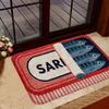 Sardine Can Doormat, Red White Pattern Flannel Rug, Thickened Absorbent Non-Slip Door Carpet for Entryway