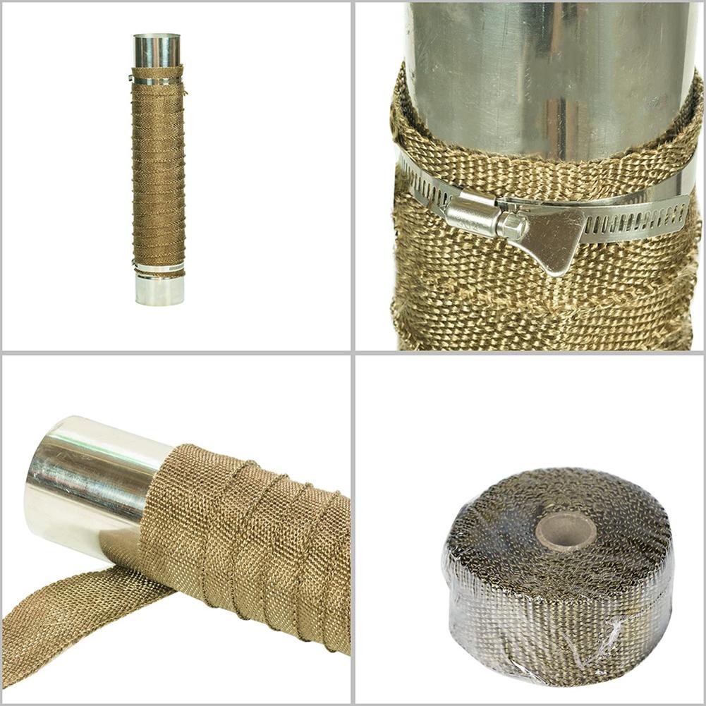 DIY Tent Stove Fireproof Ribbon Adjustable Stove Pipe Wrap with 2 Clamps Anti-Scald Chimney Protector Thermal Insulation