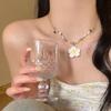 Spring Cherry Blossom Colorful Dopamine Shell Flower Necklace with Clavicle Chain for Summer Seaside Vacation