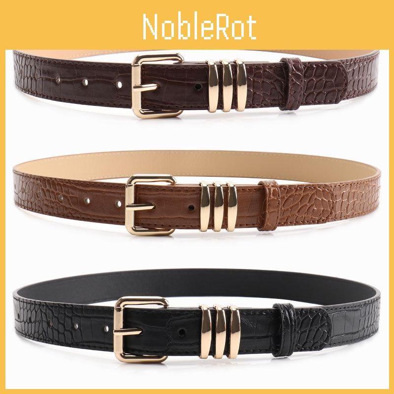 Leather Womens Pu Stone Pattern Belt With Alloy Buckle For Casual Wear Office